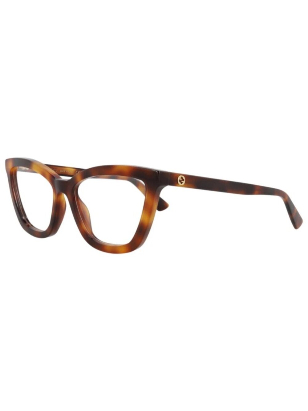 New Gucci Women's Eyeglasses Cat Eye Recycled Acetate Frame Havana Havana